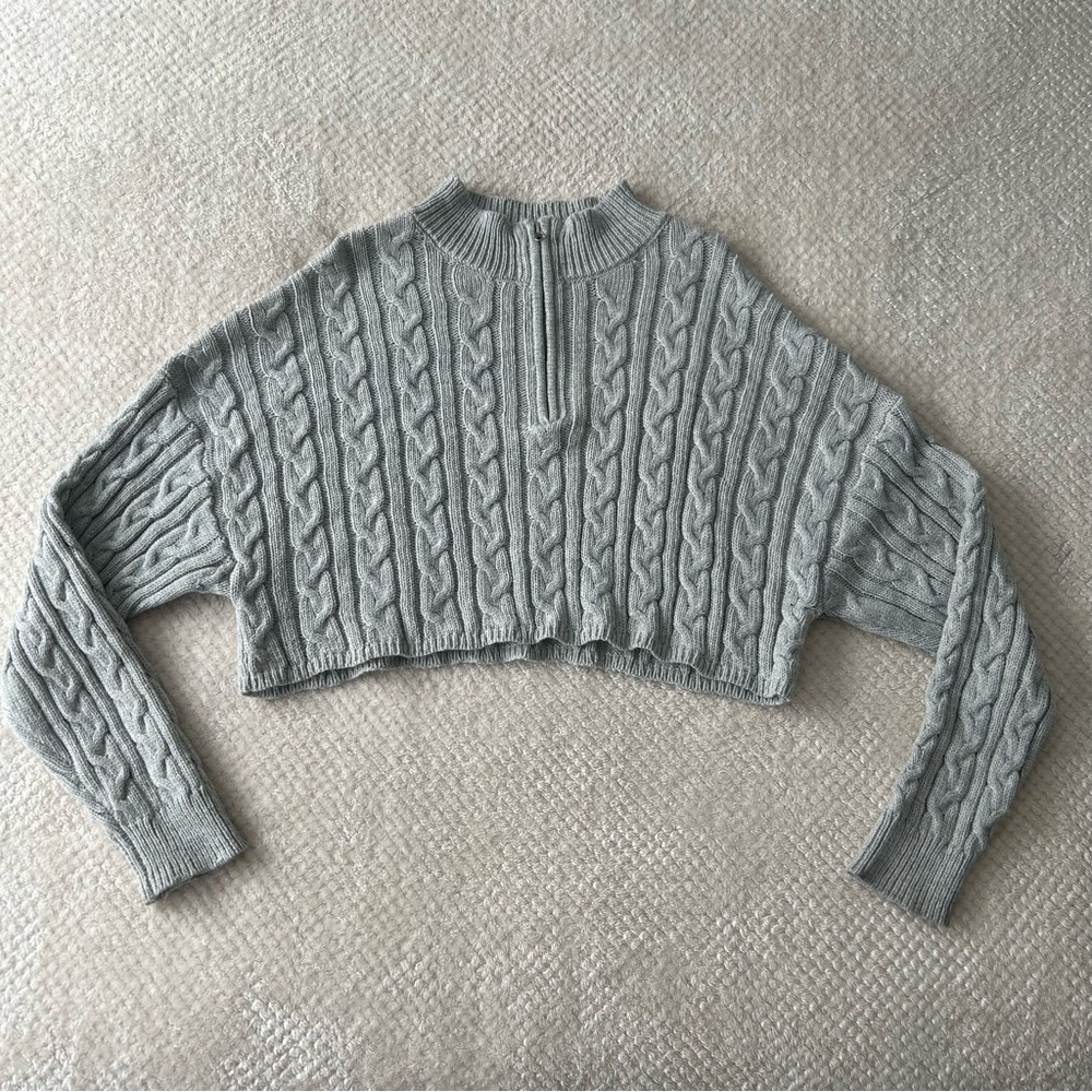 Garage Gray Cable Knit Sweater